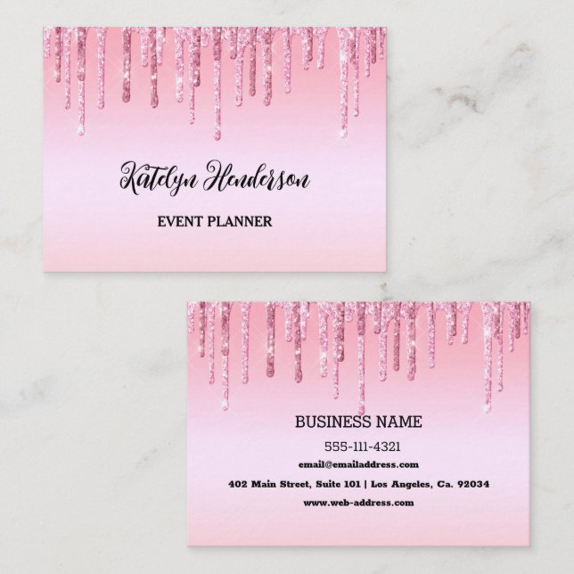 Glitzer-Visitenkarte für personalisiert rosa Drill Visitenkarte (Vorne/Hinten)