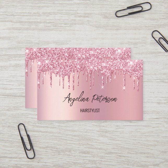 Glitzer-Visitenkarte für rosa Drilling Visitenkarte (Vorderseite/Rückseite Beispiel)