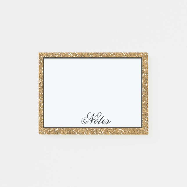 Glitzer von Gold Imitate Post-it Klebezettel (Vorderseite)