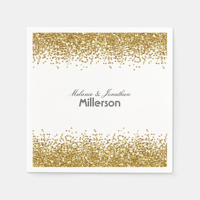 Glitzer von Gold Imitate Serviette (Vorderseite)