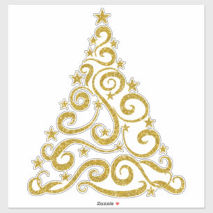 Glitzer von Gold Imitate Weihnachtswirbel Aufkleber