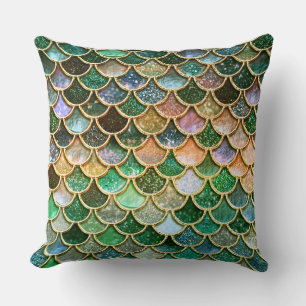 Glitzer von grünen Metallfolien, Goldverkleidungen Kissen