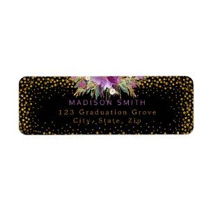Glitzer Wasserfarbe Blume Gold Confetti Schwarz