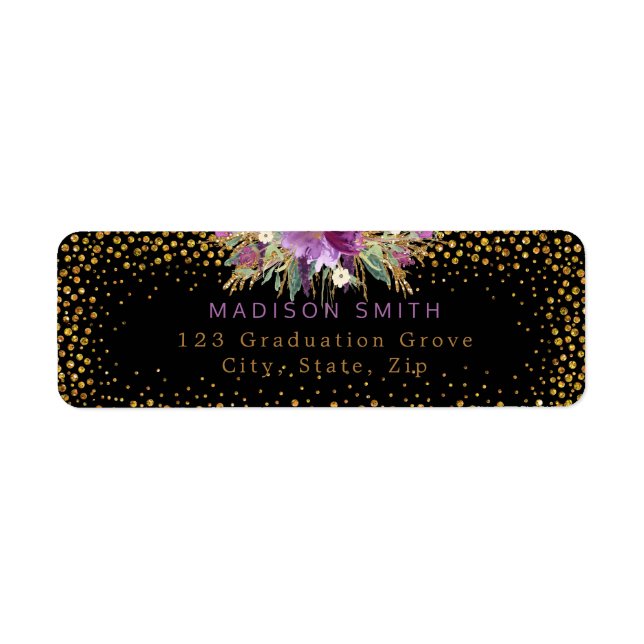 Glitzer Wasserfarbe Blume Gold Confetti Schwarz (Vorne)