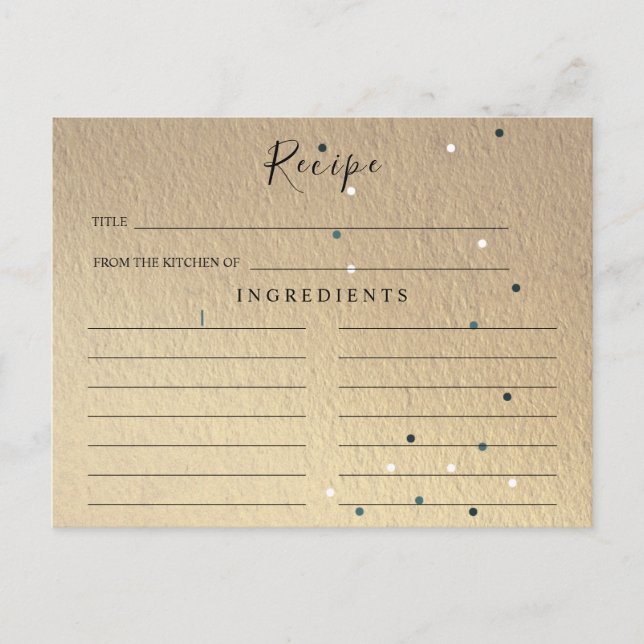 Glitzer Wedding Brautparty Rezept Card Postkarte (Vorderseite)