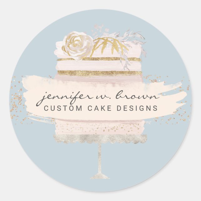Glitzer Wedding Cake Bakery Event Planner Runder Aufkleber (Vorderseite)