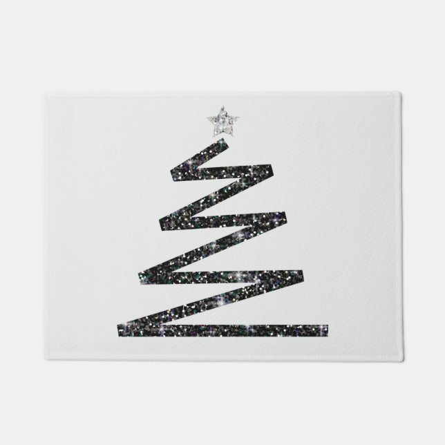 Glitzer Weihnachtsbaum Fußmatte (Vorderseite)