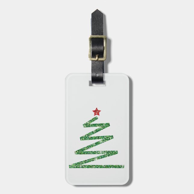 Glitzer Weihnachtsbaum Gepäckanhänger (Vorderseite vertikal)