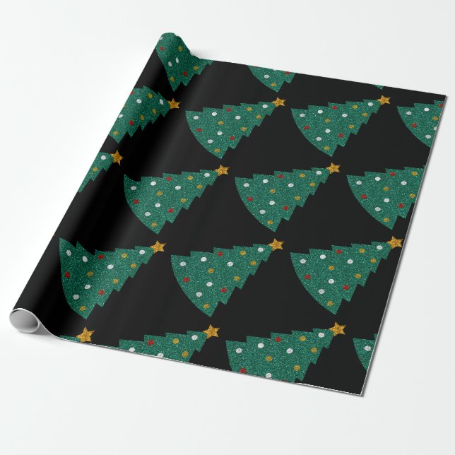 Glitzer Weihnachtsbaum Geschenkpapier (Ungerollt)