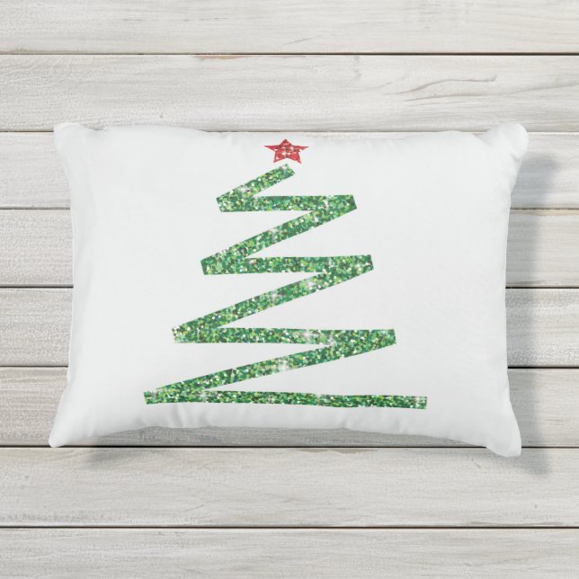 Glitzer Weihnachtsbaum Kissen Für Draußen (Rückseite)
