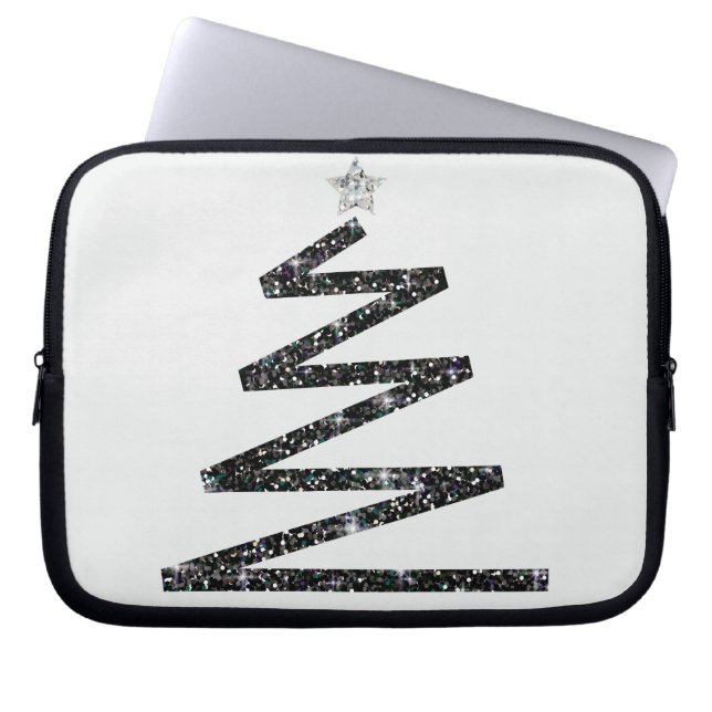 Glitzer Weihnachtsbaum Laptopschutzhülle (Vorderseite)