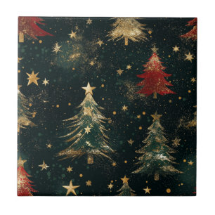 Glitzer-Weihnachtsbäume & Sterne (2) Fliese