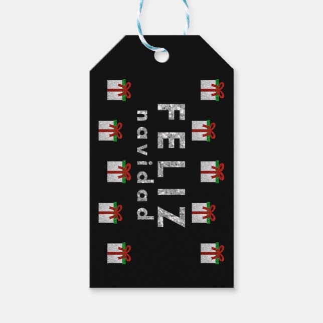 Glitzer Weihnachtsgeschenk Geschenkanhänger (Vorderseite)