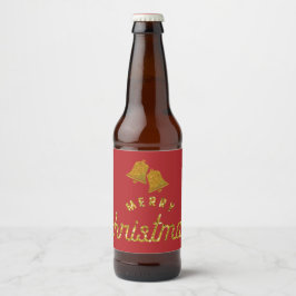 Glitzer Weihnachtsglocken Bierflaschenetikett
