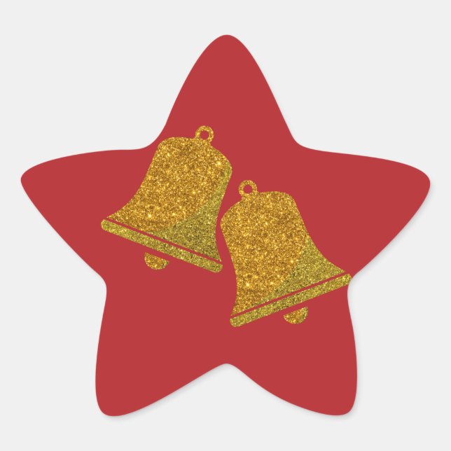 Glitzer Weihnachtsglocken Stern-Aufkleber (Vorderseite)