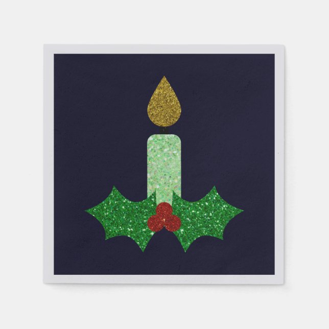 Glitzer Weihnachtskandle Napkins Serviette (Vorderseite)