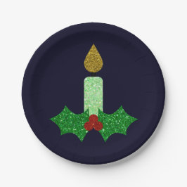 Glitzer Weihnachtskerze Pappteller