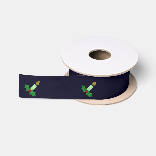 Glitzer Weihnachtskerze Satinband (Spule)