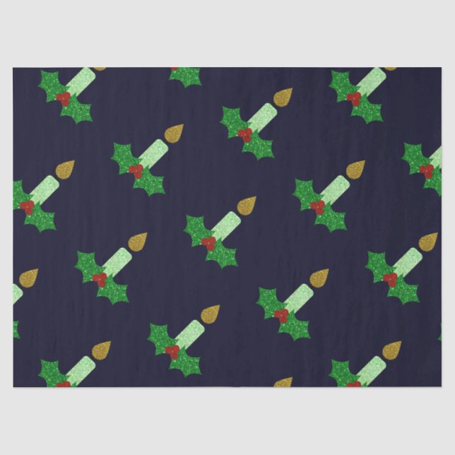 Glitzer Weihnachtskerze Seidenpapier (Vorderseite)