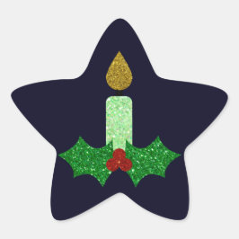 Glitzer Weihnachtskerze Stern-Aufkleber