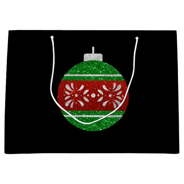 Glitzer Weihnachtsschmuck Große Geschenktüte (Vorderseite)