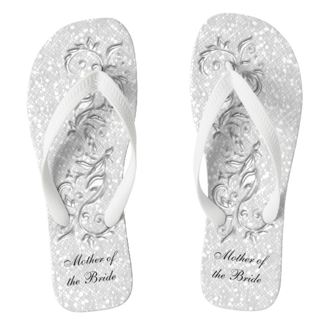 Glitzer White | Hochzeit Flip Flops (Fußbett)