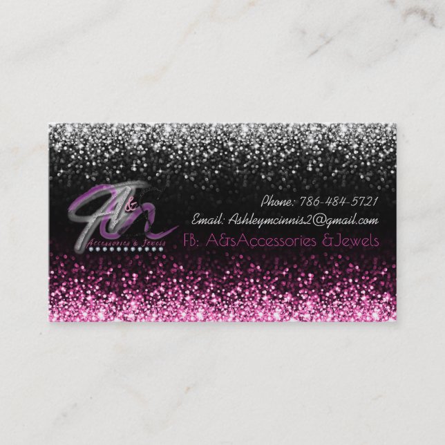 Glitzer White & Pink Star Rain Jeweler Visitenkarte (Vorderseite)