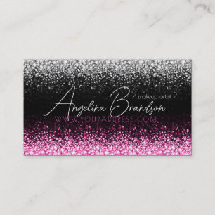Glitzer White & Pink Star Rain Makeup Artist Card Visitenkarte
