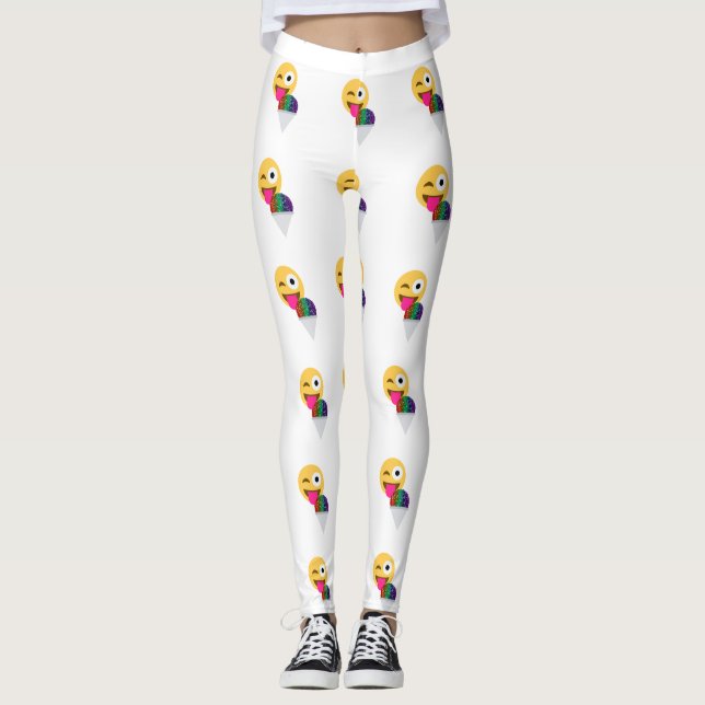 Glitzer wink Emoji-Leggings Leggings (Vorderseite)