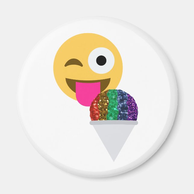 Glitzer wink Emoji Magnet (Vorne)