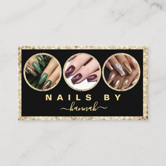 Glitzer Woman Hand Nail Salon Visitenkarte (Vorderseite)