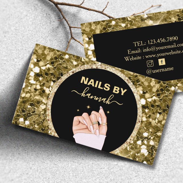 Glitzer Woman Hand Nail Salon Visitenkarte (Von Creator hochgeladen)