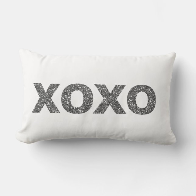 Glitzer XOXO Silver Lendenkissen (Vorderseite)