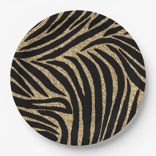 Glitzer Zebra Print Pappteller (Vorderseite)