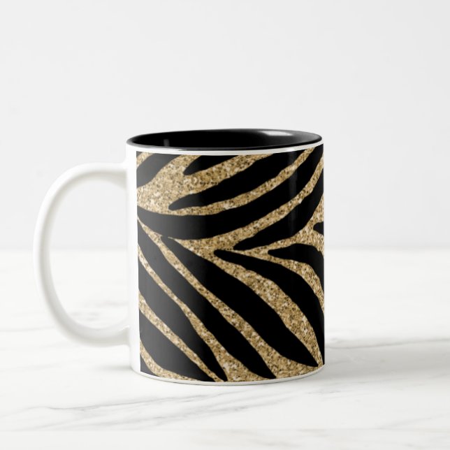 Glitzer Zebra Print Zweifarbige Tasse (Links)