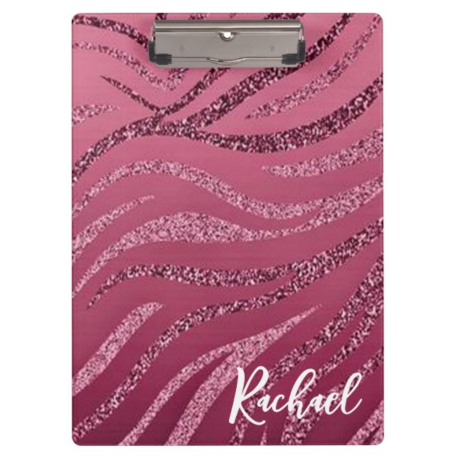 Glitzer Zebra Streifen Zwischenablage Klemmbrett (Vorderseite)