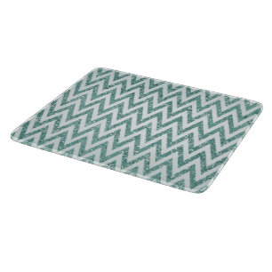 Glitzer Zigzag mit aquamarinen grünen und weißen I Schneidebrett