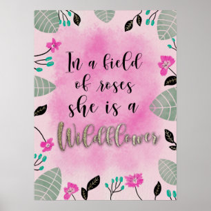 Glitzer-Zitat - Wildblume Poster