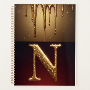 Glitzerbuchstabe N Monogramm mit tropfender Flüssi Planer
