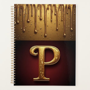 Glitzerbuchstabe P Monogramm mit tropfender Flüssi Planer