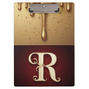 Glitzerbuchstabe R Monogramm mit tröpfelnder Flüss Klemmbrett