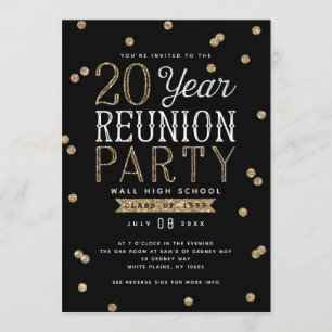 GlitzerConfetti 20 Jahr-Wiedersehen-Party Einladung