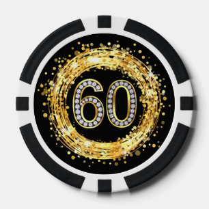 GlitzerConfetti   Diamant Bling Zahl-60 Gold Pokerchips