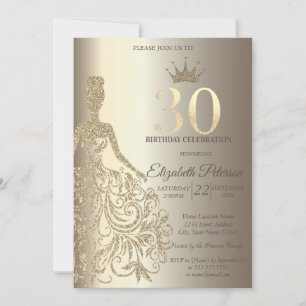 Glitzerkleid, Diamanten Champagner 30. Geburtstag Einladung