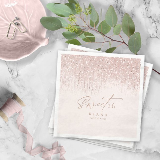 Glitzern 16 . Geburtstag Rose Gold ID912 Serviette (Von Creator hochgeladen)