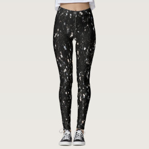 Glitzern aus schwarz-weiß glänzenden Glitzer Leggings