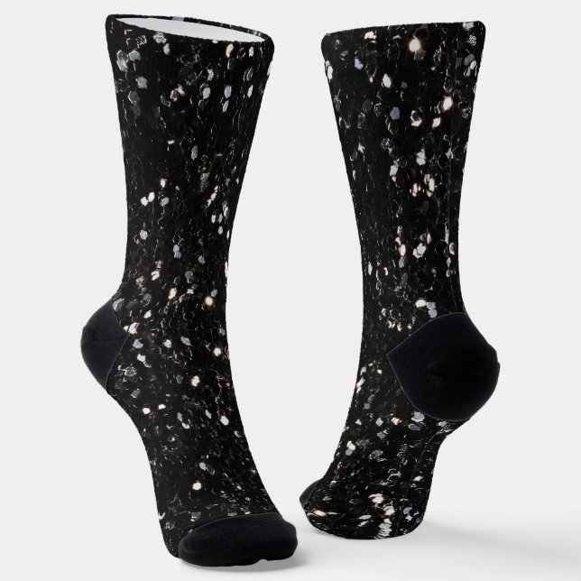 Glitzern aus schwarz-weiß glänzenden Glitzer Socken (Gewinkelt)