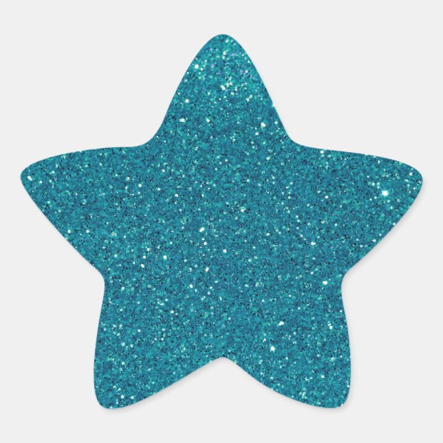Glitzern aus türkisfarbenem Glitzer Stern-Aufkleber (Vorderseite)