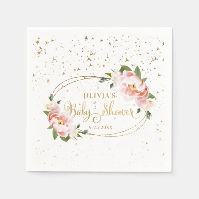 Glitzern Blush Pink Blues Baby Girl Dusche Serviette (Vorderseite)
