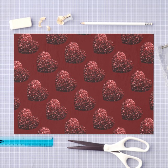 Glitzern des Herz-Glitzer-Musters dunkelrote Valen Seidenpapier (Handwerk)